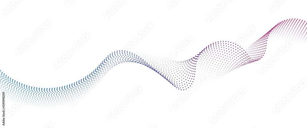 Flowing Dot Wave halftone gradient pattern on transparent background