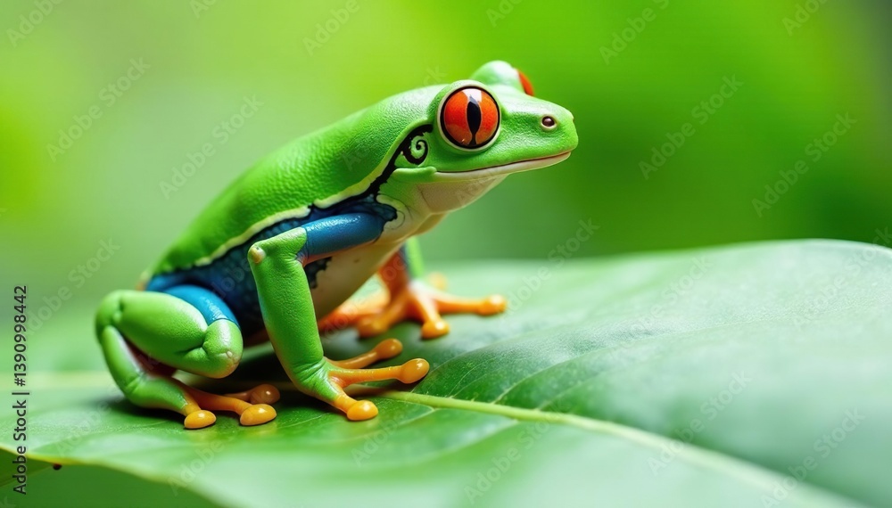 Green tree frog perched on white, vibrant colors, reptile, tree frog Green tree frog perched on white, vibrant colors, reptile, tree frog