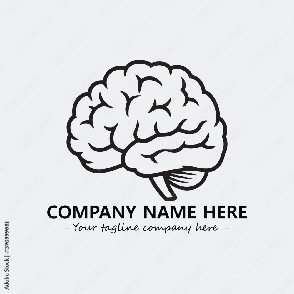 Brain illustration black and white for logo company vector image
Brain illustration black and white for logo company vector image