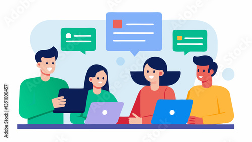 Conflict Resolution Meeting A scenario where a content moderator discusses a contentious piece of flagged content with colleagues referring to AI suggestions for resolution.
