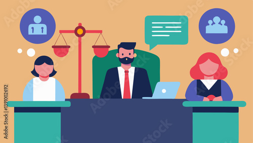 Dramatic Trial in the Digital Sphere Show an online livestream with a dramatic courtroom scene featuring animated characters and comment bubbles highlighting how virtual trials