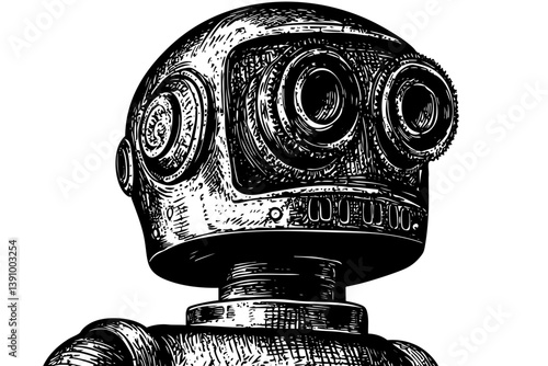 Cute Clockwork Robot at Desk