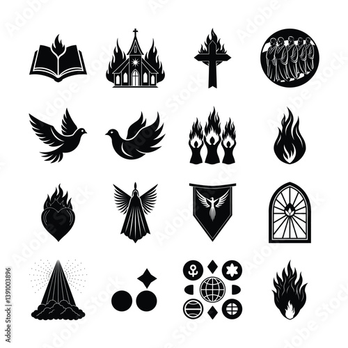 Pentecost day Black Vector  illustration With White Background