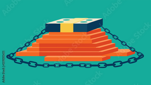 Cash Icon with Chains A stack of cash surrounded by heavy chains symbolizing the of highinterest debt and how payday loans can hold borrowers captive.