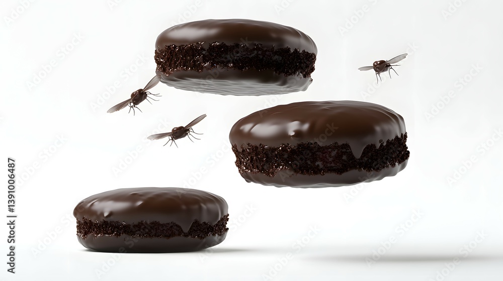 Chocolate Cakes with Flies on White Dark Glaze Dessert Treats Temptation Chocolate Cakes with Flies on White Dark Glaze Dessert Treats Temptation