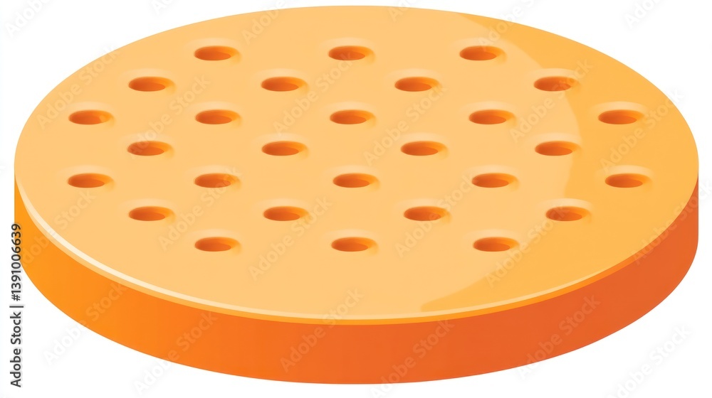 Fototapeta premium Perforated orange disc, isolated, studio, background white, filter