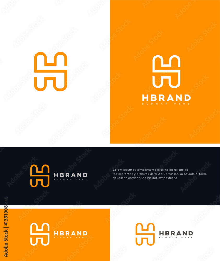 Fototapeta premium H Brand Logo Design Orange, Minimalist, Letter H, Branding Identity