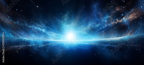 Fototapeta Naklejka Na Ścianę i Meble -  water an orbital outer space circle with starry sky in the background, ai generative