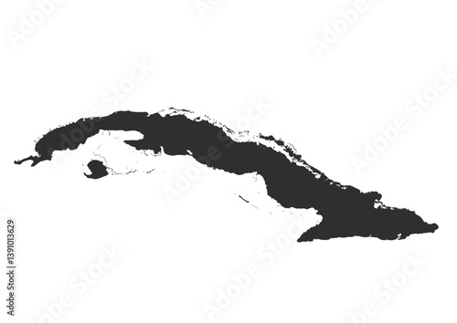 cuba island silhouette vector map