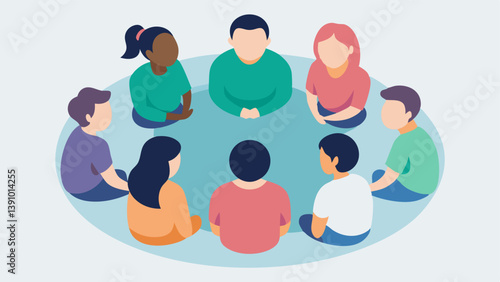 Friendship Circle A group of friends sitting in a circle one individual confidently sharing their opinion while others listen intently emphasizing the power of positive