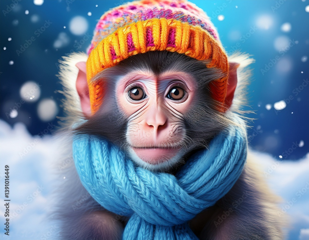 Mandrill Äffchen im Winter Mandrill Äffchen im Winter