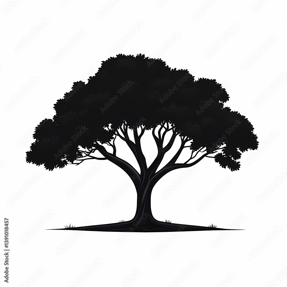 Fototapeta premium Eco-Friendly Tree Silhouette Artwork: Nature Conservation and Botanical Illustration