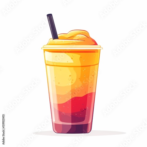 Refreshing Summer Fruit Smoothie: Vibrant and Colorful Beverage in a Transparent Jar with Straw - Enjoyable and Popular Drink for a Flavorful, Thirst Quenching Experience!