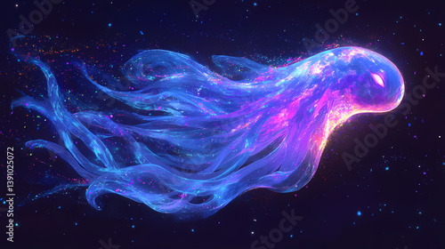 Pastel neon ghost in the shell a hackers spirit navigating the net untouchable in her luminescent form. phantom carapace. illustration. Phantom Surf. Illustration