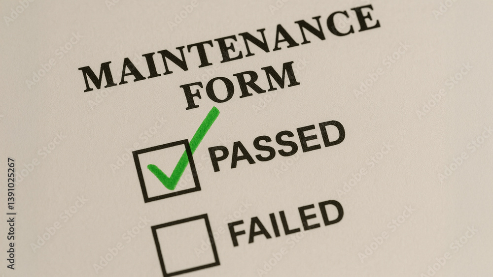 Fototapeta premium Maintenance form indicates successful completion of air duct engineering tasks, ensuring efficiency and reliability in systems