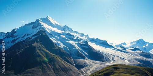 Melting Glacier Brenva, Mont Blanc Massif, Courmayeur, Summer Sunlight
