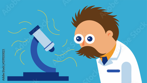 Microscope Focus A forensic technician peers through a microscope with a closeup of hair fibers on a slide showcasing various textures and colors.