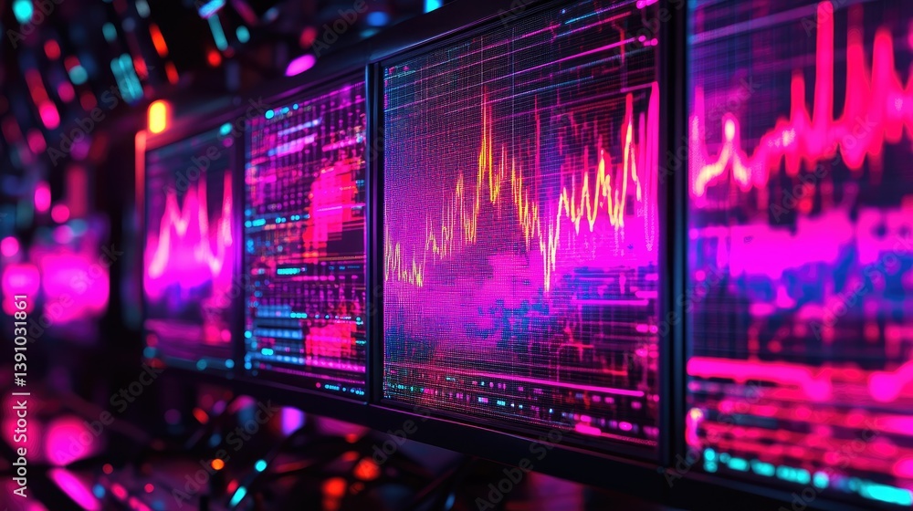Sine wave graphs projected on a screen during analysis of electrical signals in a lab setup Sine wave graphs projected on a screen during analysis of electrical signals in a lab setup