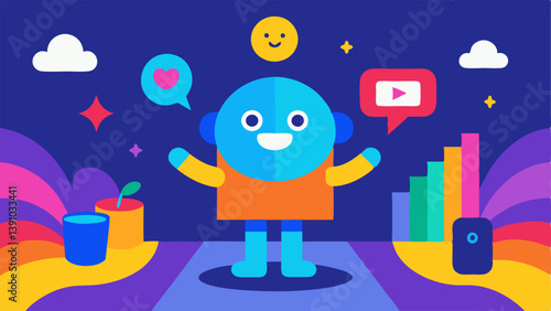 Fading Colors A character with a vibrant colorful background while engaged in realworld activities which fades to gray while they are using social media symbolizing the depletion