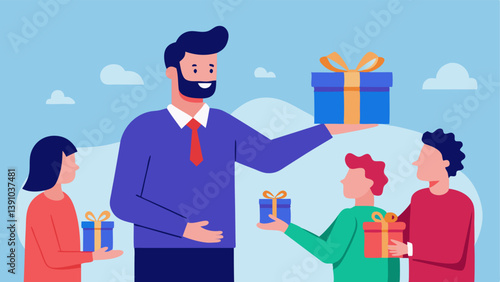 Collaboration Gifts A manager handing out brand merchandise or gifts to influencers showcasing appreciation for their partnership.