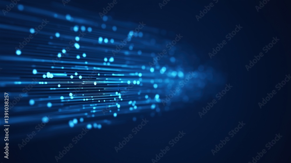 Energetic blue light streaks create a vibrant digital visual effect in a dark space.