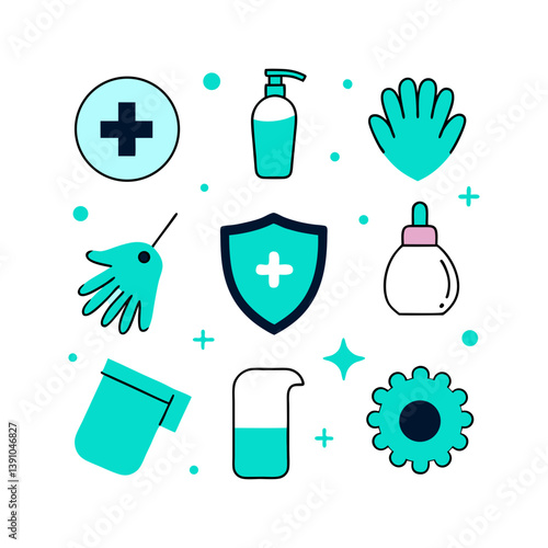 set of disinfection icons