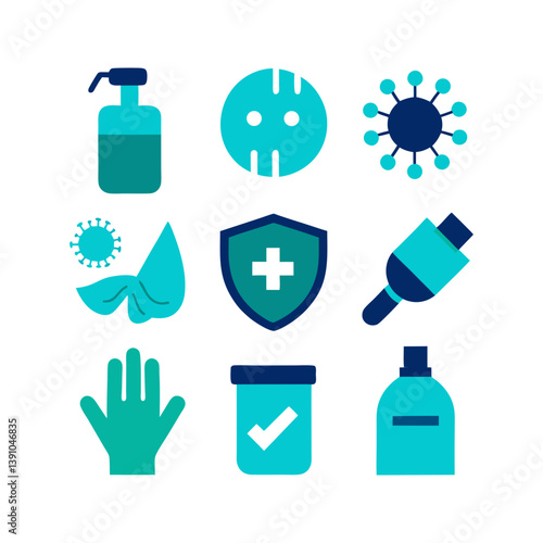 set of disinfection icons