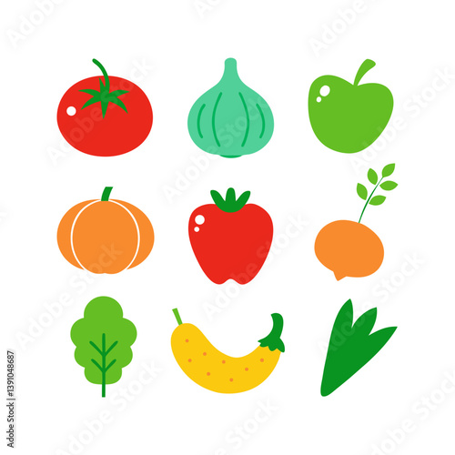 set of fruits and vegetables icons