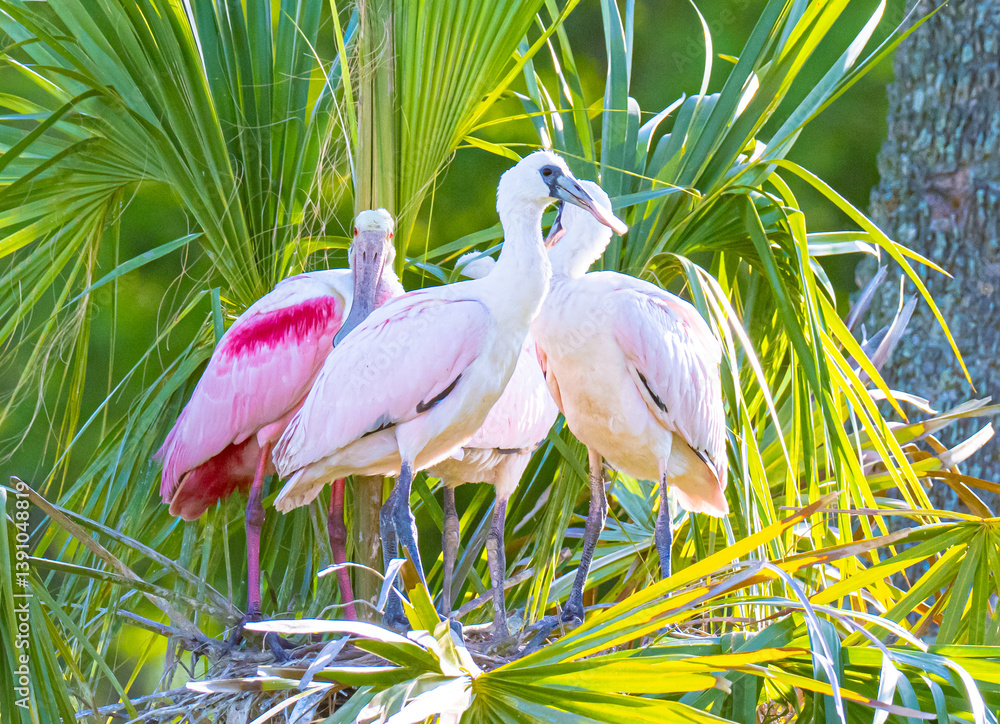Fototapeta premium Roseate spoonbill nest