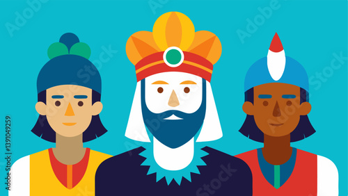 Diverse Heads with Headwear Heads of diverse individuals wearing traditional headwear like turbans feathers etc. contrasted with a pop culture figure wearing similar styles as