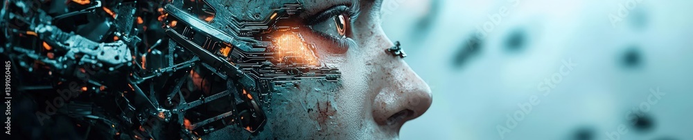 Fototapeta premium A woman's face is shown with a lot of detail, including her eyes and mouth