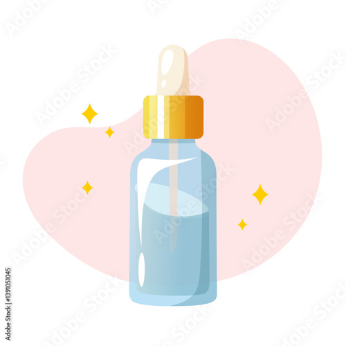 Face care products with glass bottle of serum isolated on white background.
