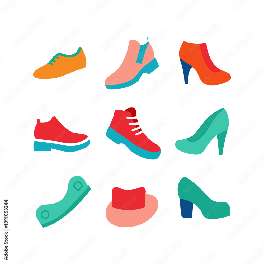set of colorful shoes set of colorful shoes