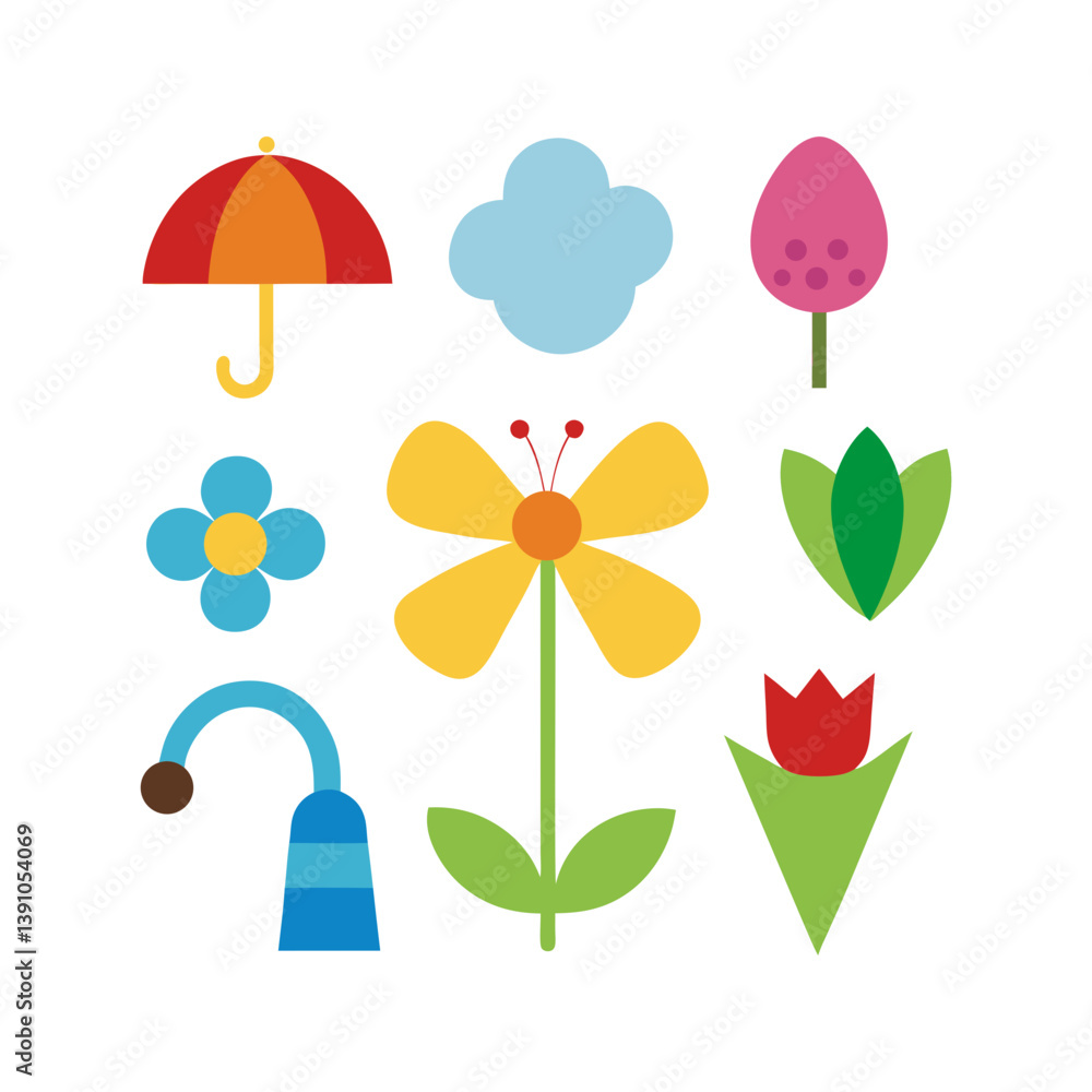 set of flowers set of flowers
