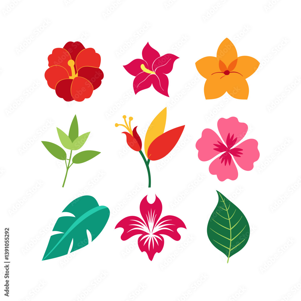 Fototapeta premium set of colorful flowers