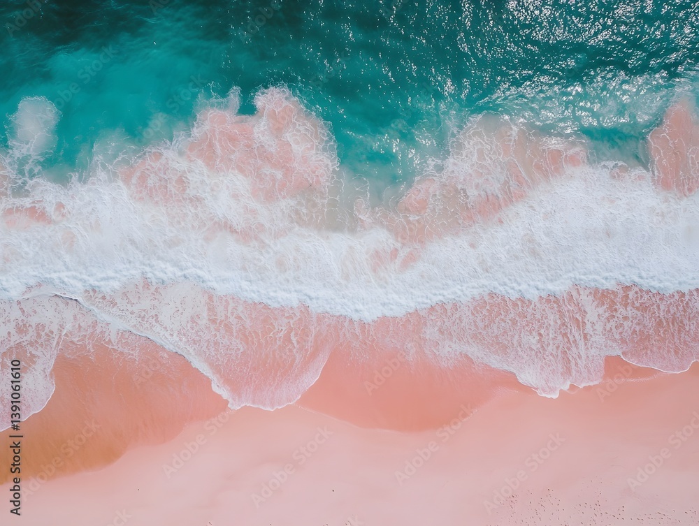Fototapeta premium 37. A picturesque beach with pink sand and turquoise waves