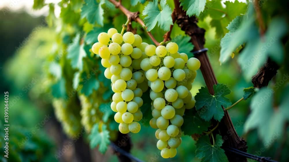 custom made wallpaper toronto digitalFlourishing vineyard with ripe grapes on the vine, featuring selective focus and plenty of copy space. Ripe white wine grapes.