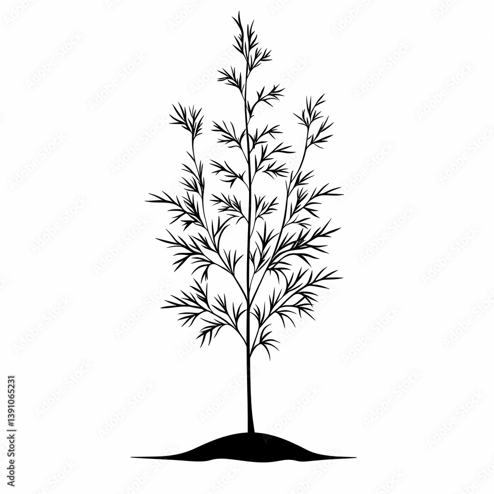Obraz premium Black and White Tree Silhouette Illustrates Natural Growth and Eco-Friendly Harmony