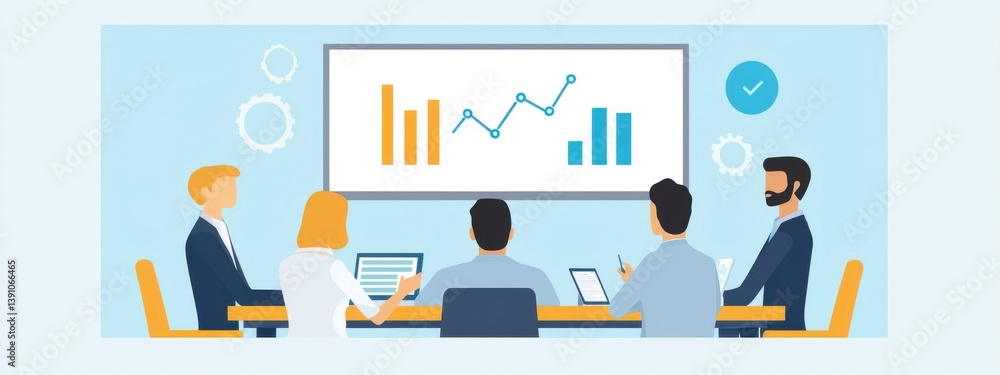 Business Meeting with Data Presentation and Collaboration in Office Business Meeting with Data Presentation and Collaboration in Office