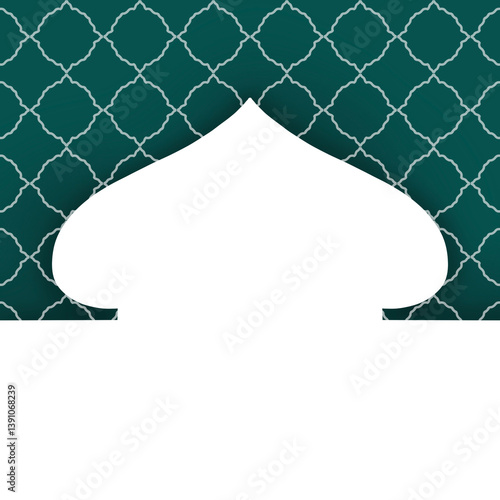 Teal Geometric Pattern with White Ogee Arch Frame