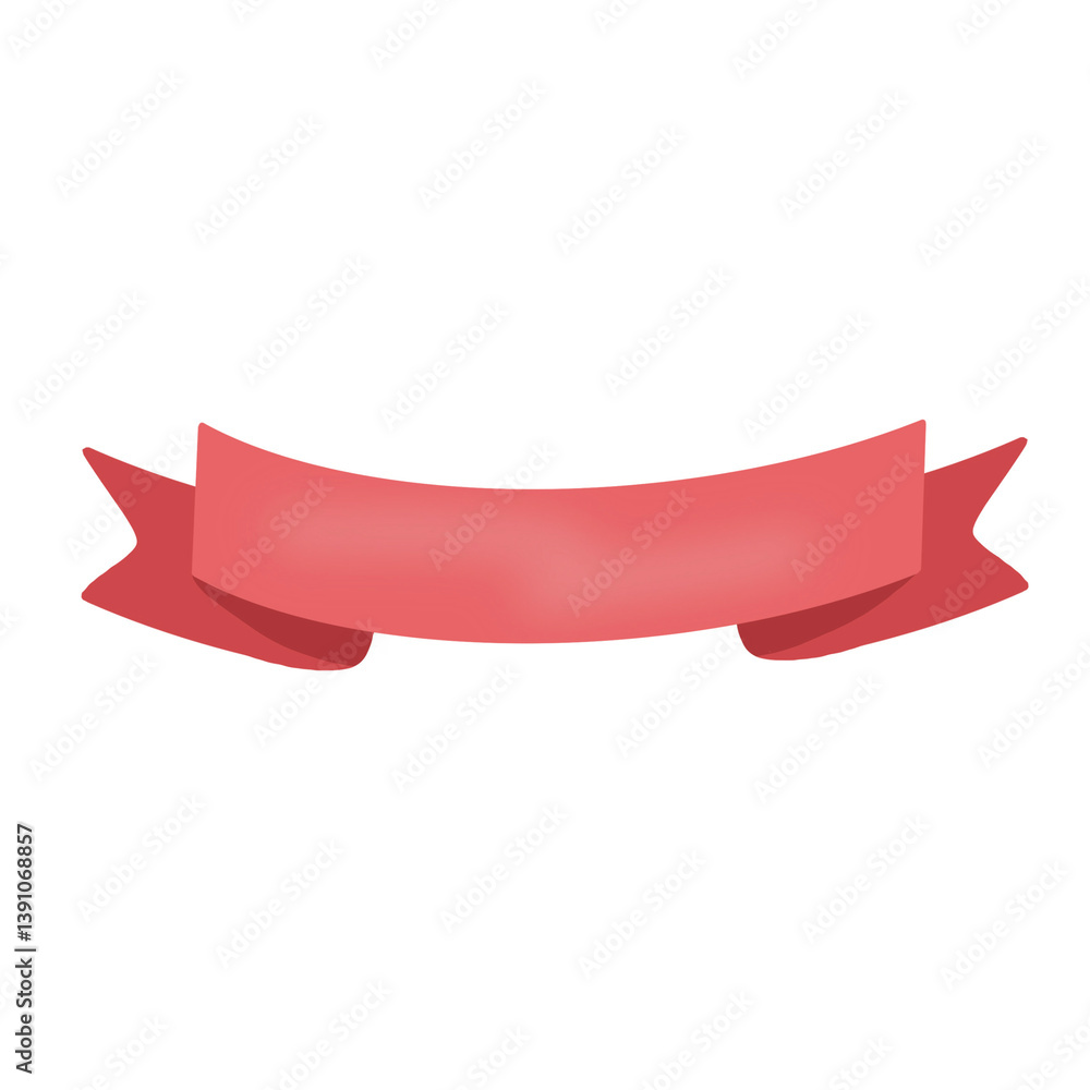 Soft Coral Ribbon Banner: Elegant, Curving Design Element Soft Coral Ribbon Banner: Elegant, Curving Design Element