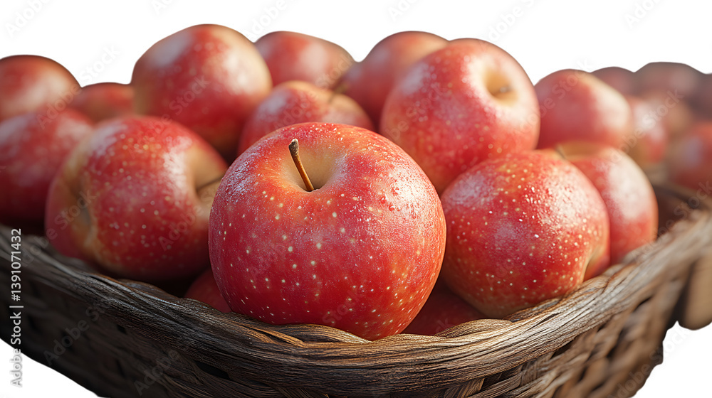 Red Apples in a Wooden Basket CloseUp Shot of Fresh Fruit Red Apples in a Wooden Basket CloseUp Shot of Fresh Fruit
