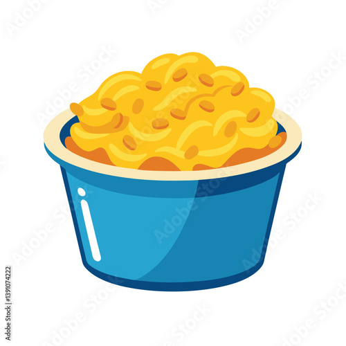 Macaroni and cheese dinner with spoon on the bowl vector art illustration