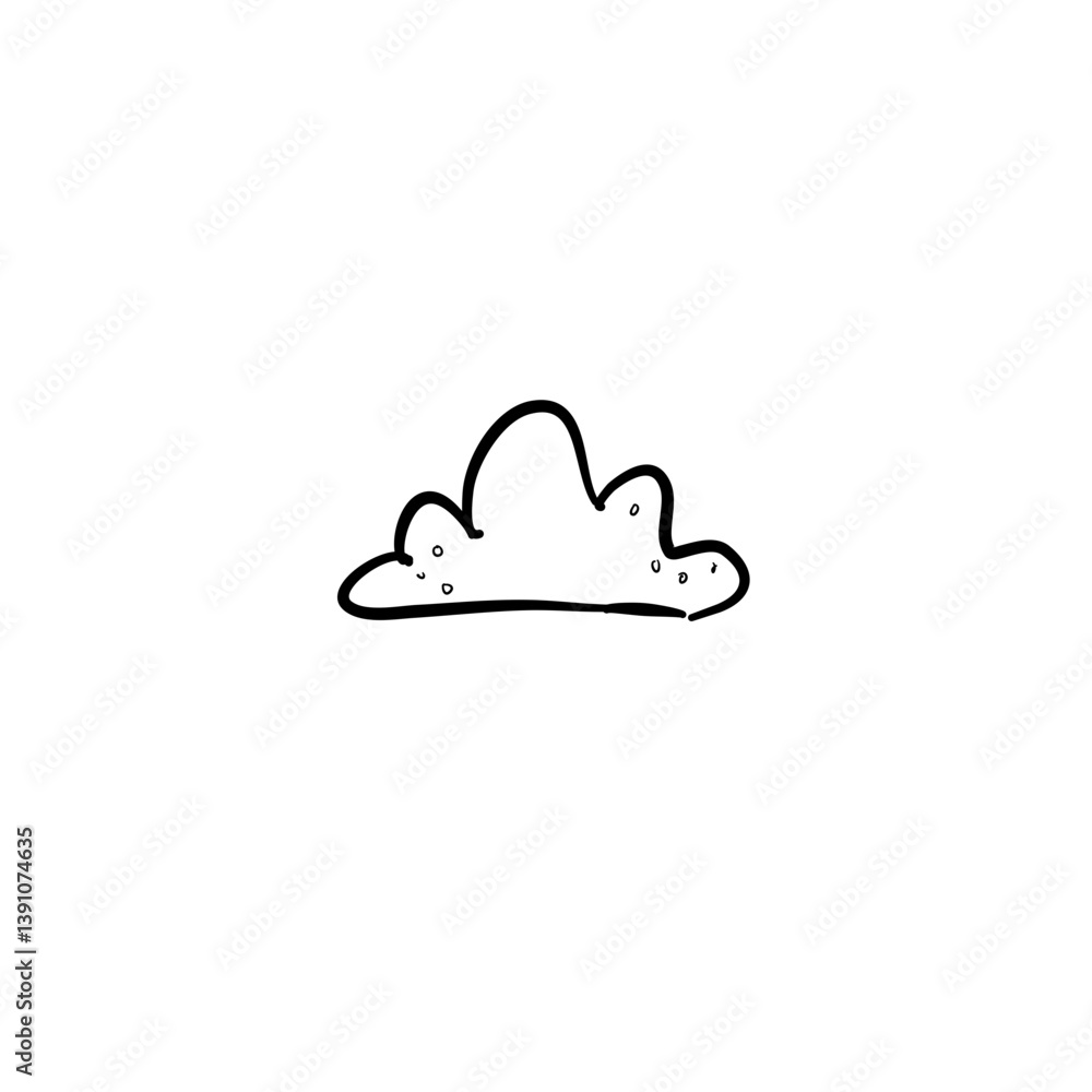 Obraz premium Hand-drawn Simple Bush Illustration, Black Line Art on White