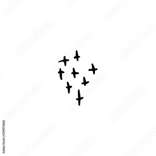 Hand-Drawn Abstract Plus Sign Constellation