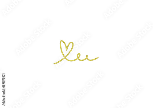 Handwritten Script Signature with Heart Detail: Golden Yellow