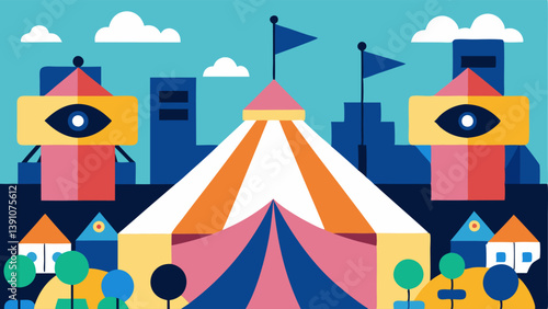 Outdoor Festival Surveillance A busy outdoor festival with colorful tents