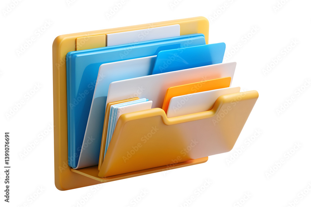 3D Yellow and Blue Folders Isolated on Transparent Background PNG 3D Yellow and Blue Folders Isolated on Transparent Background PNG