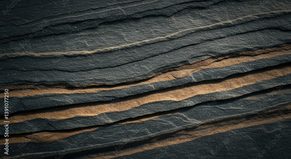 Dark layered rock texture showing geological strata and earthy tones Dark layered rock texture showing geological strata and earthy tones