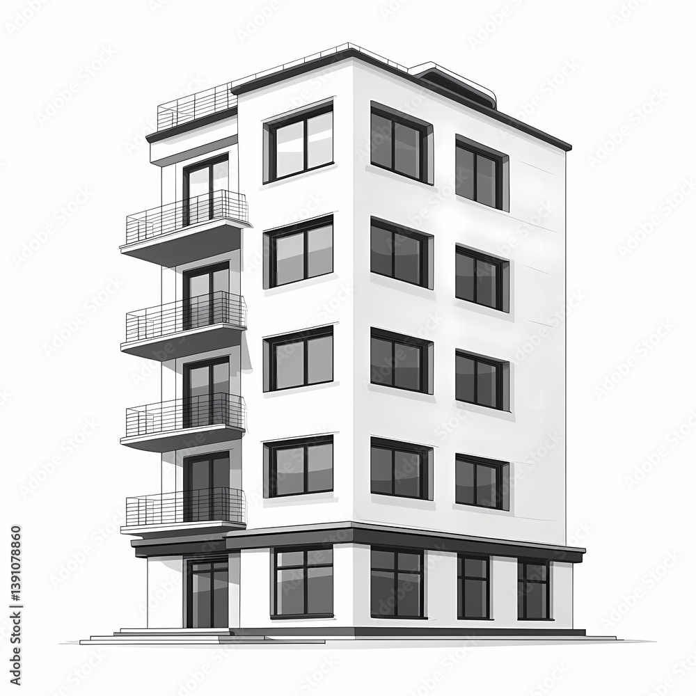 Fototapeta premium Modern Urban Architecture: Contemporary Skyscraper Design in Cityscape for Real Estate Investment